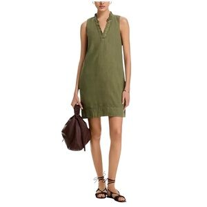 NEW Tommy Bahama Two Palms Ruffle Shift Dress Size SM Green Linen Mini Resort